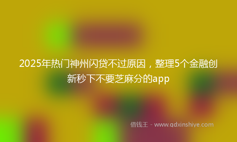 2025年热门神州闪贷不过原因，整理5个金融创新秒下不要芝麻分的app