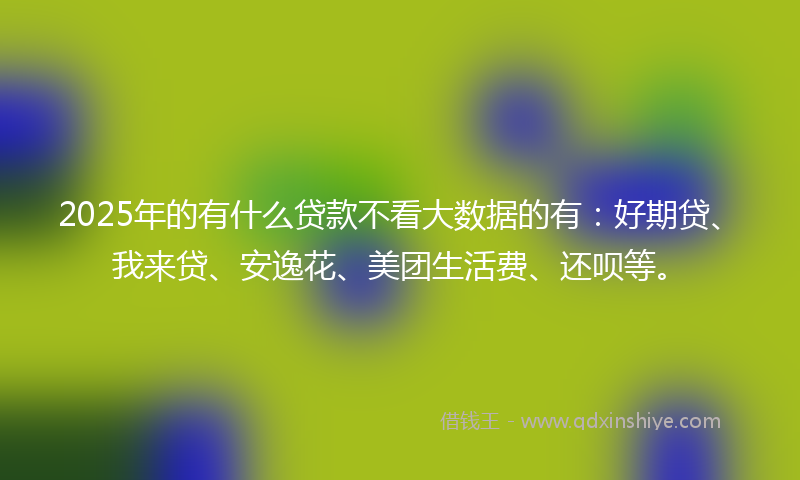 2025年的有什么贷款不看大数据的有：好期贷、我来贷、安逸花、美团生活费、还呗等。