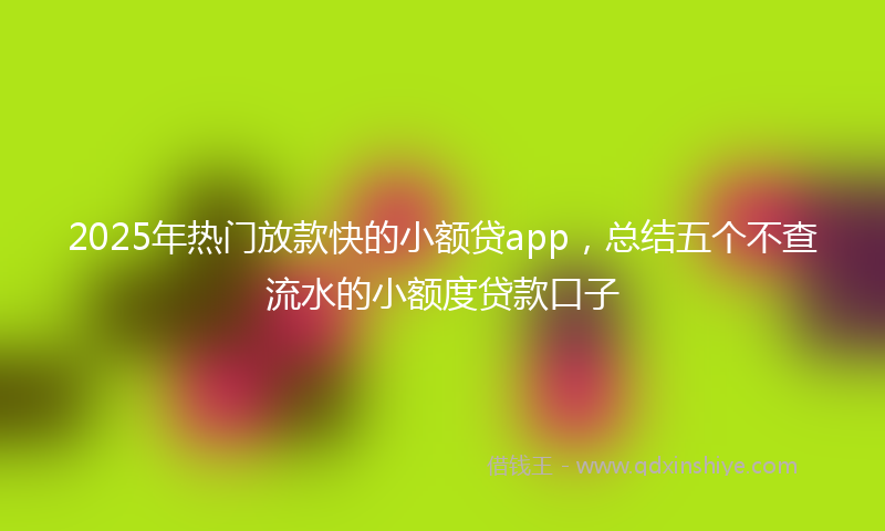 2025年热门放款快的小额贷app，总结五个不查流水的小额度贷款口子