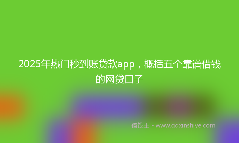 2025年热门秒到账贷款app，概括五个靠谱借钱的网贷口子