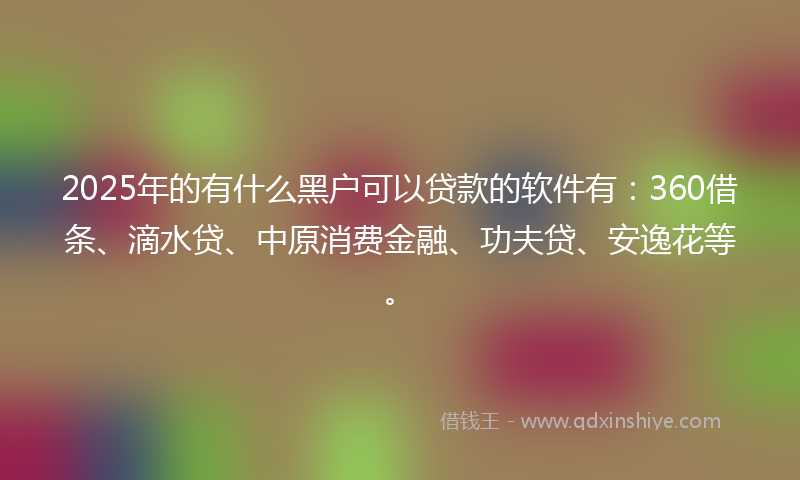 2025年的有什么黑户可以贷款的软件有：360借条、滴水贷、中原消费金融、功夫贷、安逸花等。
