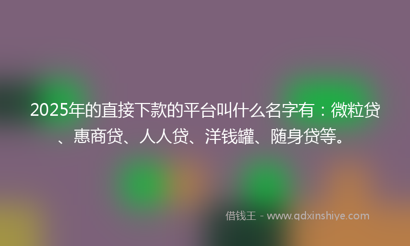 2025年的直接下款的平台叫什么名字有：微粒贷、惠商贷、人人贷、洋钱罐、随身贷等。