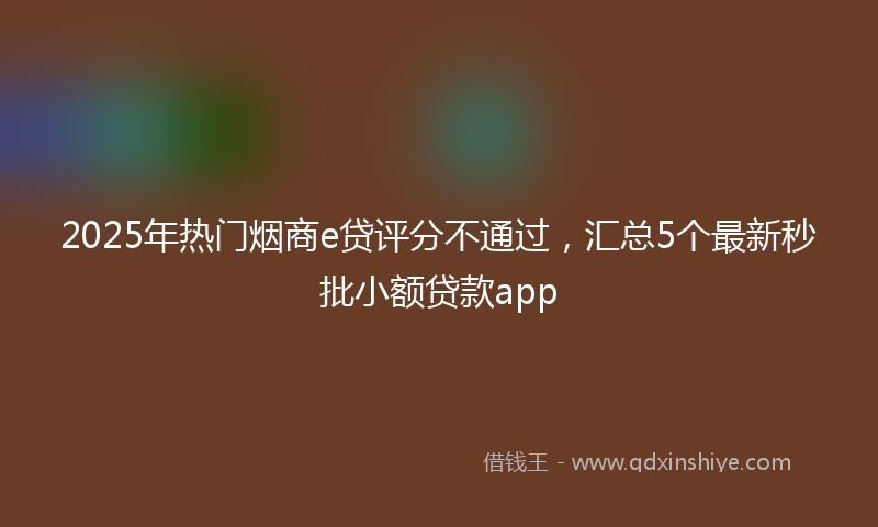 2025年热门烟商e贷评分不通过，汇总5个最新秒批小额贷款app