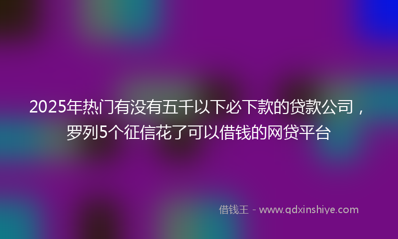2025年热门有没有五千以下必下款的贷款公司，罗列5个征信花了可以借钱的网贷平台