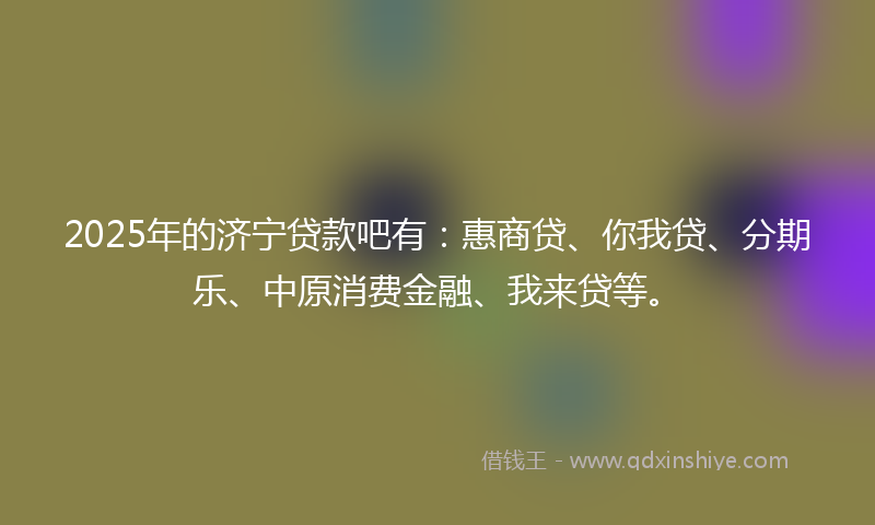 2025年的济宁贷款吧有：惠商贷、你我贷、分期乐、中原消费金融、我来贷等。