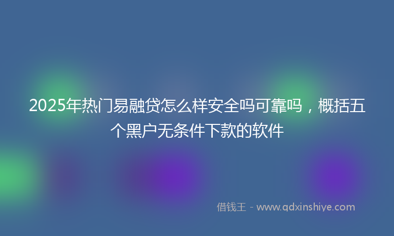 2025年热门易融贷怎么样安全吗可靠吗，概括五个黑户无条件下款的软件