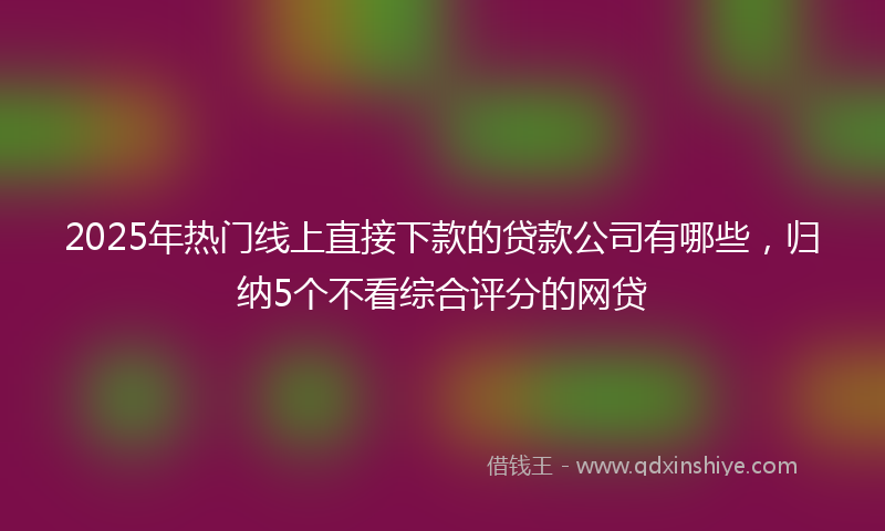 2025年热门线上直接下款的贷款公司有哪些，归纳5个不看综合评分的网贷