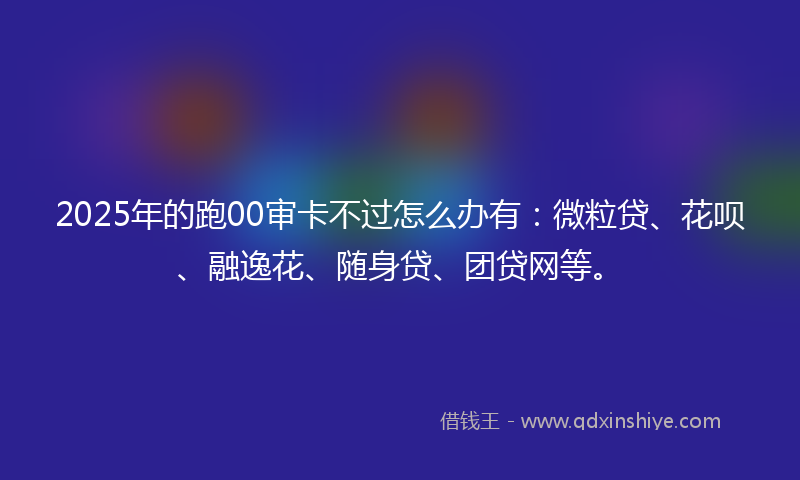 2025年的跑00审卡不过怎么办有：微粒贷、花呗、融逸花、随身贷、团贷网等。