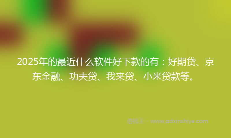 2025年的最近什么软件好下款的有：好期贷、京东金融、功夫贷、我来贷、小米贷款等。