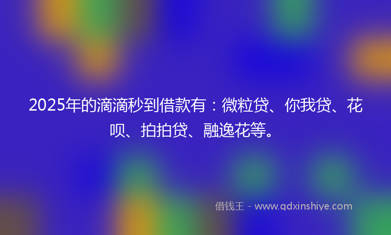 2025年的滴滴秒到借款有：微粒贷、你我贷、花呗、拍拍贷、融逸花等。
