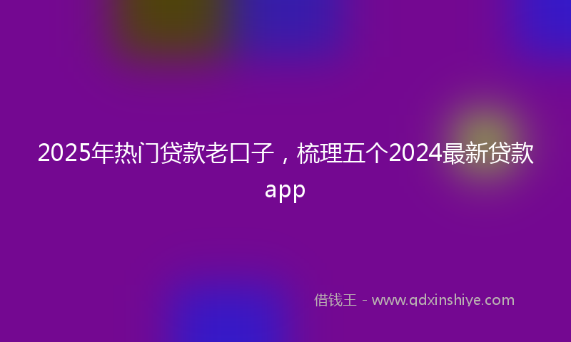 2025年热门贷款老口子，梳理五个2024最新贷款app