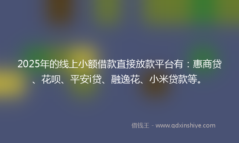 2025年的线上小额借款直接放款平台有：惠商贷、花呗、平安i贷、融逸花、小米贷款等。