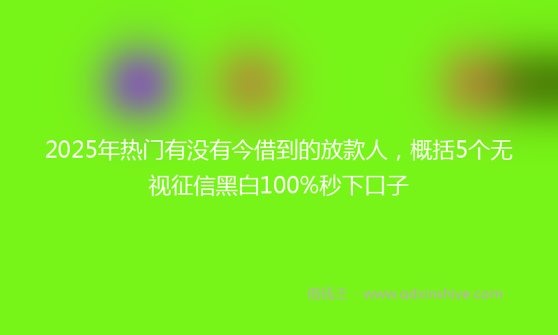 2025年热门有没有今借到的放款人，概括5个无视征信黑白100%秒下口子