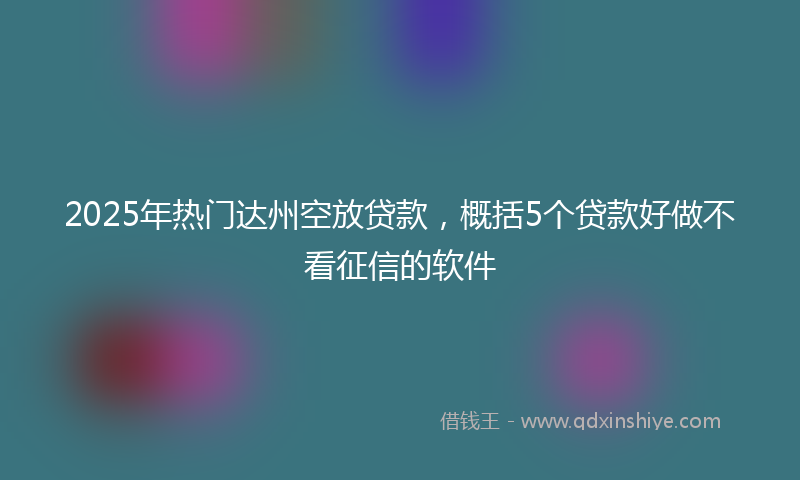 2025年热门达州空放贷款，概括5个贷款好做不看征信的软件