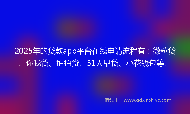 2025年的贷款app平台在线申请流程有：微粒贷、你我贷、拍拍贷、51人品贷、小花钱包等。