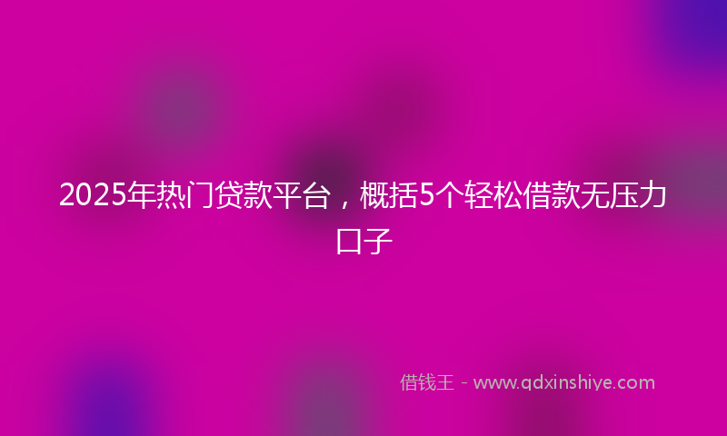 2025年热门贷款平台，概括5个轻松借款无压力口子