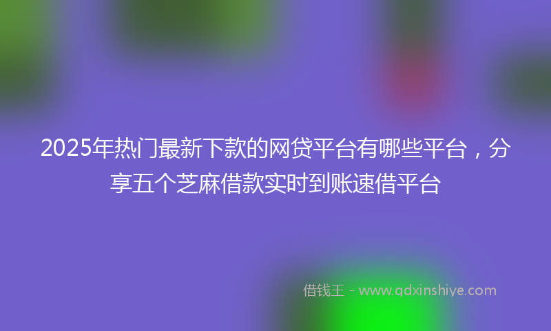 2025年热门最新下款的网贷平台有哪些平台，分享五个芝麻借款实时到账速借平台