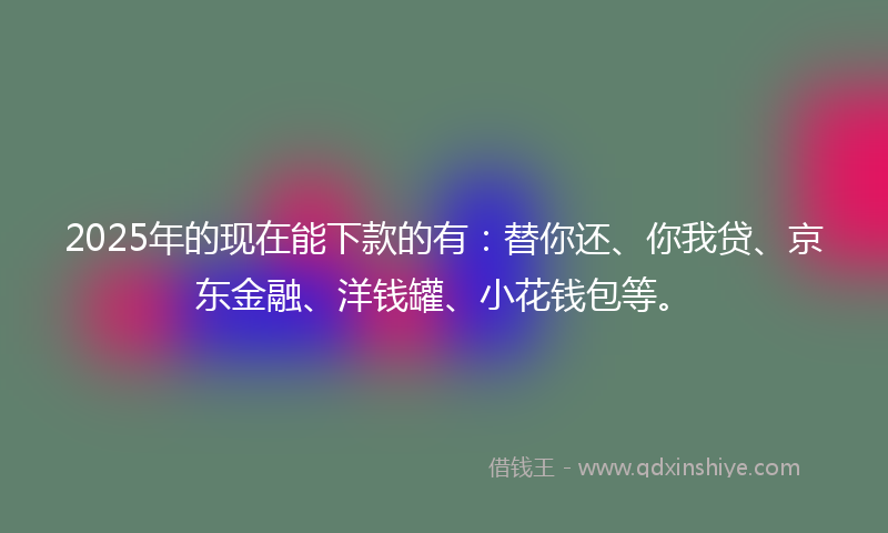 2025年的现在能下款的有：替你还、你我贷、京东金融、洋钱罐、小花钱包等。