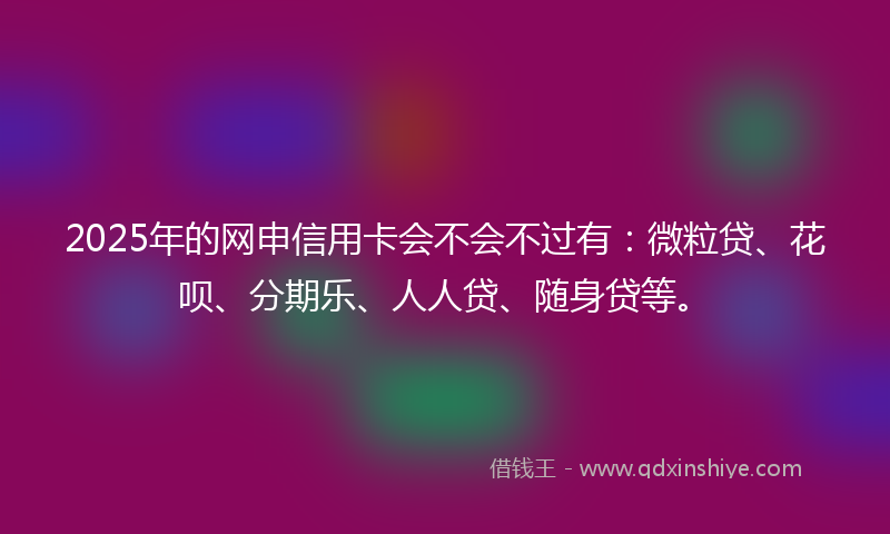 2025年的网申信用卡会不会不过有：微粒贷、花呗、分期乐、人人贷、随身贷等。