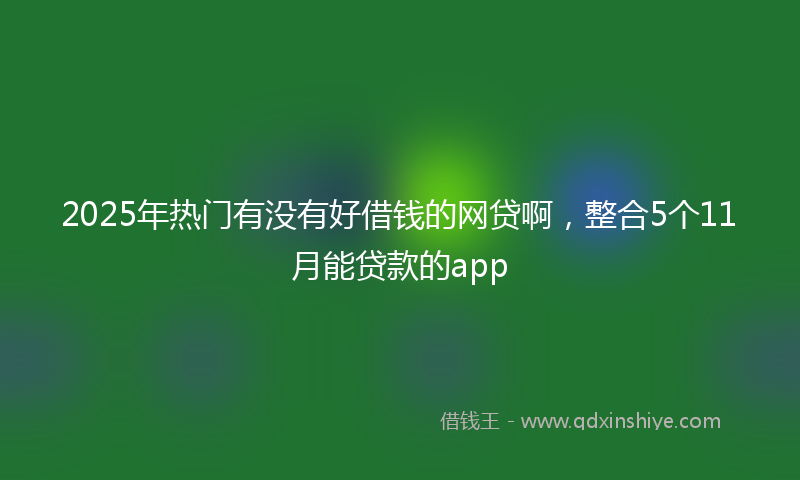 2025年热门有没有好借钱的网贷啊，整合5个11月能贷款的app