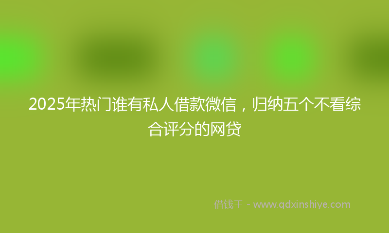 2025年热门谁有私人借款微信，归纳五个不看综合评分的网贷