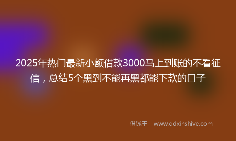 2025年热门最新小额借款3000马上到账的不看征信，总结5个黑到不能再黑都能下款的口子