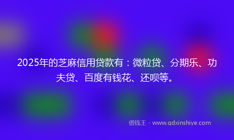 2025年的芝麻信用贷款有：微粒贷、分期乐、功夫贷、百度有钱花、还呗等。