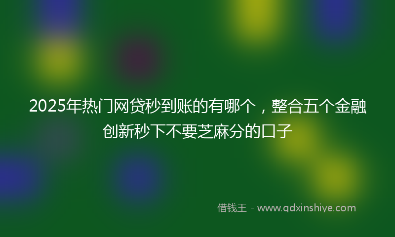2025年热门网贷秒到账的有哪个，整合五个金融创新秒下不要芝麻分的口子