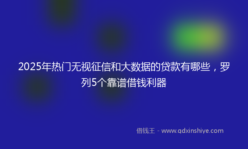 2025年热门无视征信和大数据的贷款有哪些，罗列5个靠谱借钱利器