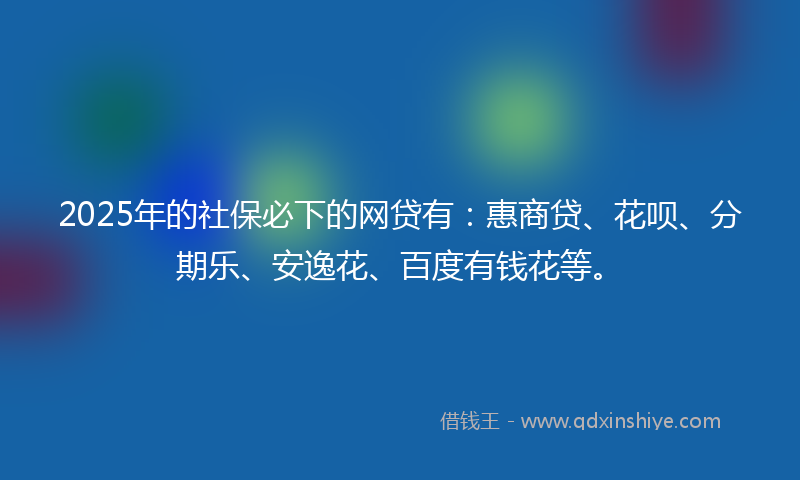 2025年的社保必下的网贷有：惠商贷、花呗、分期乐、安逸花、百度有钱花等。