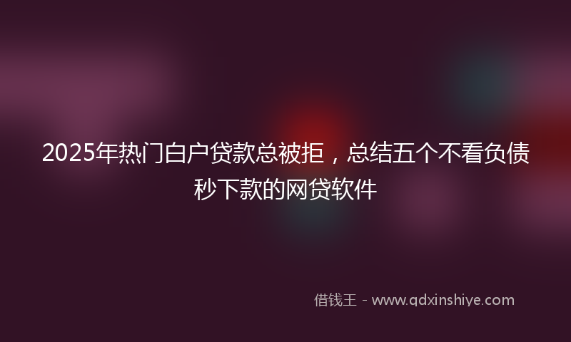 2025年热门白户贷款总被拒，总结五个不看负债秒下款的网贷软件