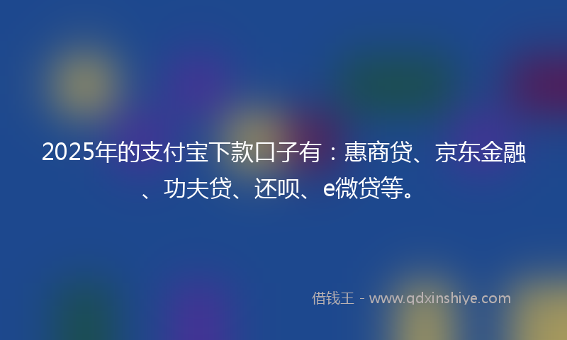 2025年的支付宝下款口子有：惠商贷、京东金融、功夫贷、还呗、e微贷等。