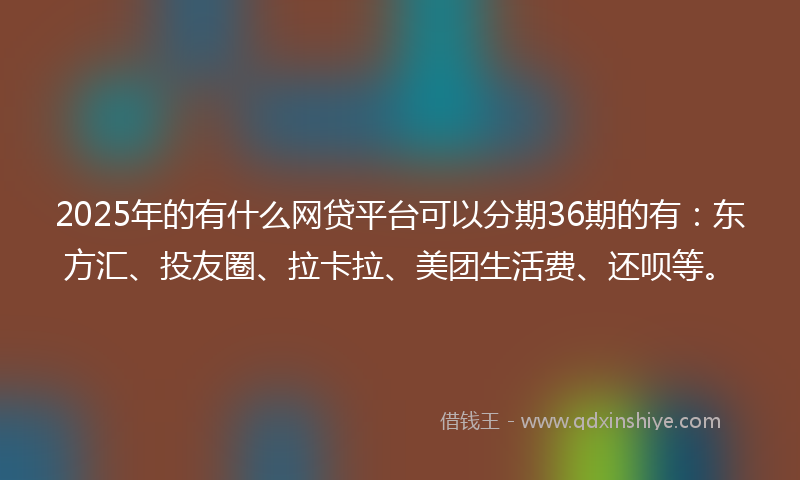 2025年的有什么网贷平台可以分期36期的有：东方汇、投友圈、拉卡拉、美团生活费、还呗等。
