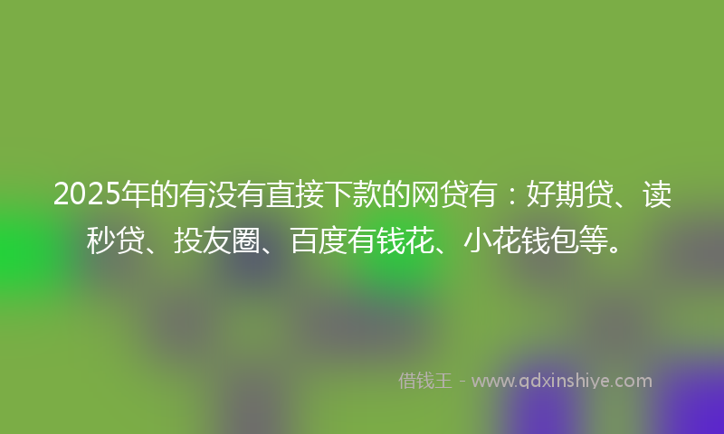 2025年的有没有直接下款的网贷有：好期贷、读秒贷、投友圈、百度有钱花、小花钱包等。