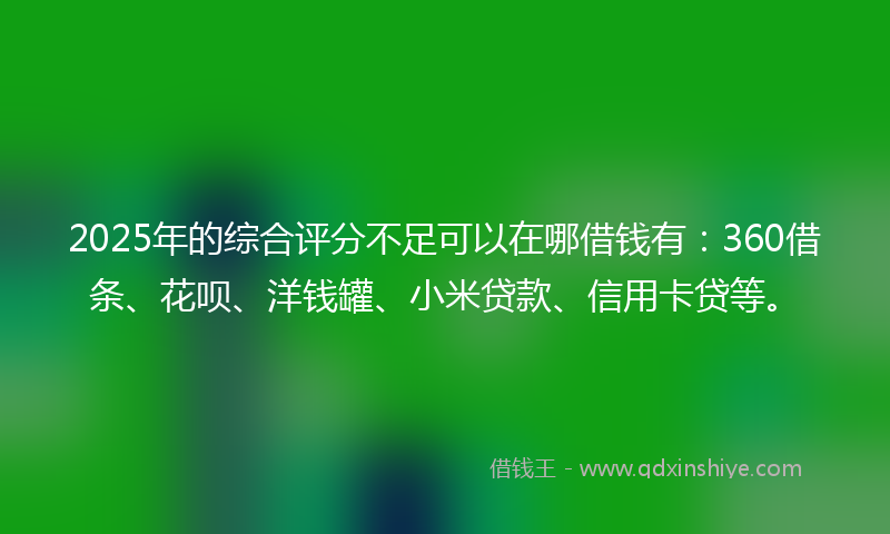 2025年的综合评分不足可以在哪借钱有：360借条、花呗、洋钱罐、小米贷款、信用卡贷等。