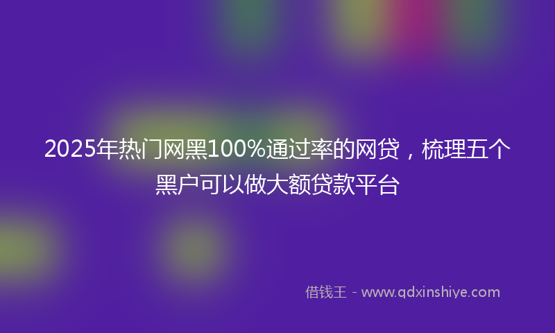 2025年热门网黑100%通过率的网贷，梳理五个黑户可以做大额贷款平台