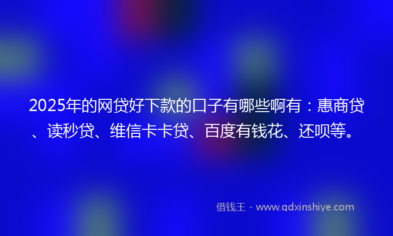 2025年的网贷好下款的口子有哪些啊有：惠商贷、读秒贷、维信卡卡贷、百度有钱花、还呗等。
