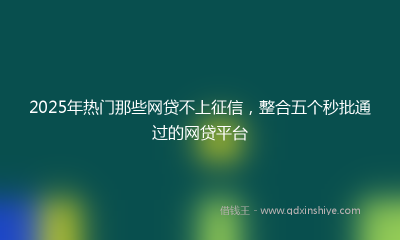 2025年热门那些网贷不上征信，整合五个秒批通过的网贷平台