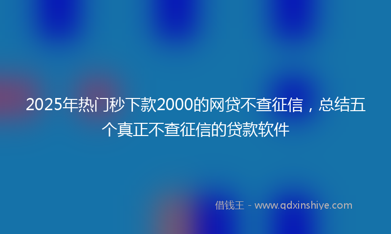 2025年热门秒下款2000的网贷不查征信，总结五个真正不查征信的贷款软件