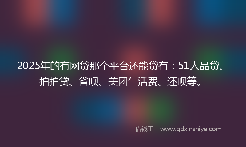 2025年的有网贷那个平台还能贷有：51人品贷、拍拍贷、省呗、美团生活费、还呗等。