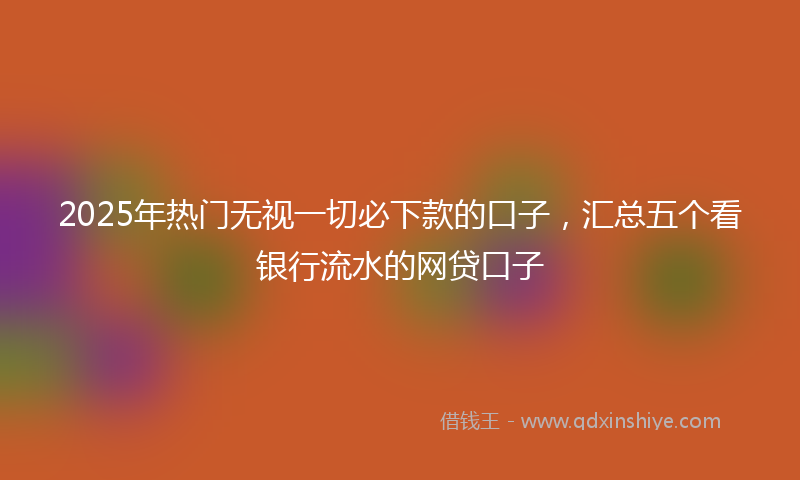 2025年热门无视一切必下款的口子，汇总五个看银行流水的网贷口子