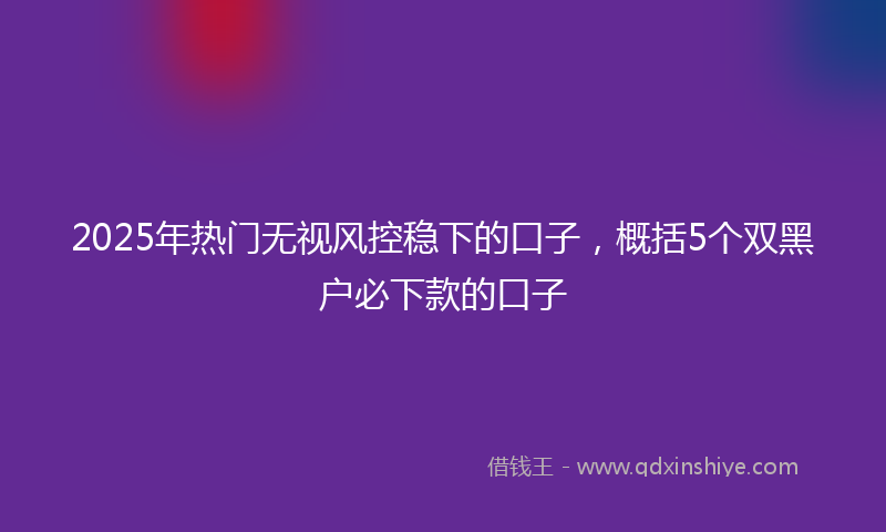 2025年热门无视风控稳下的口子，概括5个双黑户必下款的口子