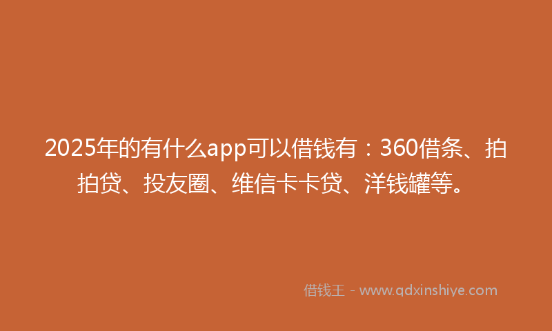 2025年的有什么app可以借钱有：360借条、拍拍贷、投友圈、维信卡卡贷、洋钱罐等。