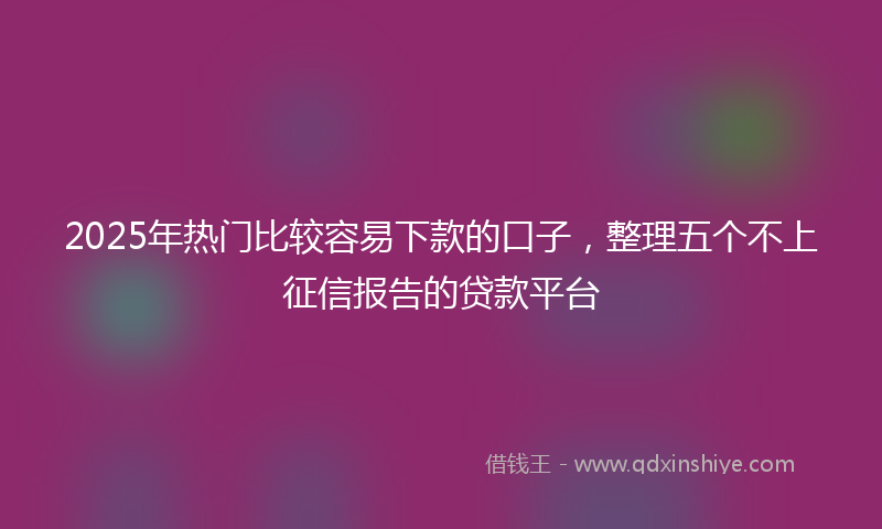 2025年热门比较容易下款的口子，整理五个不上征信报告的贷款平台