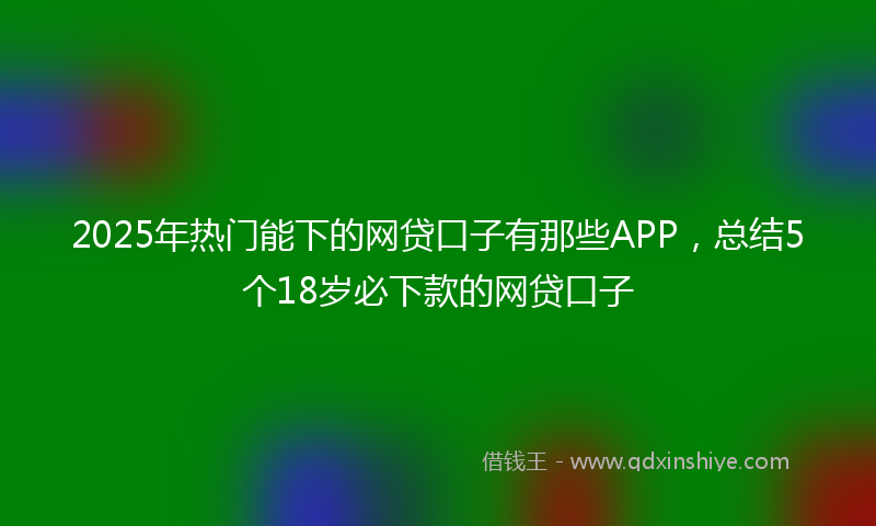 2025年热门能下的网贷口子有那些APP，总结5个18岁必下款的网贷口子