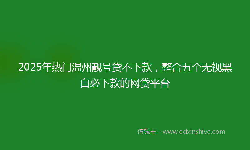 2025年热门温州靓号贷不下款，整合五个无视黑白必下款的网贷平台