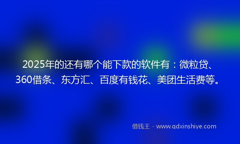 2025年的还有哪个能下款的软件有：微粒贷、360借条、东方汇、百度有钱花、美团生活费等。