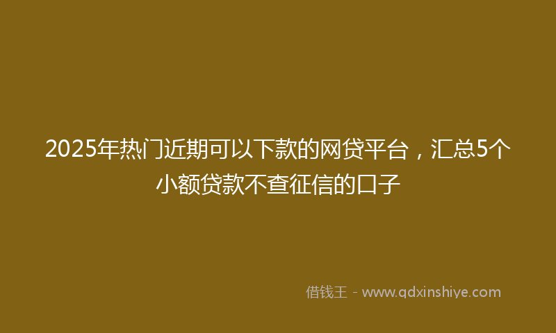 2025年热门近期可以下款的网贷平台，汇总5个小额贷款不查征信的口子