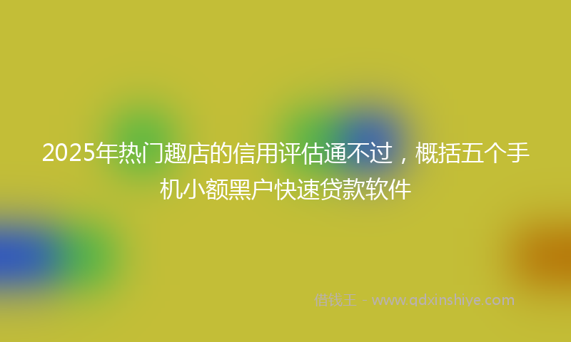2025年热门趣店的信用评估通不过，概括五个手机小额黑户快速贷款软件