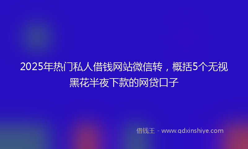 2025年热门私人借钱网站微信转，概括5个无视黑花半夜下款的网贷口子